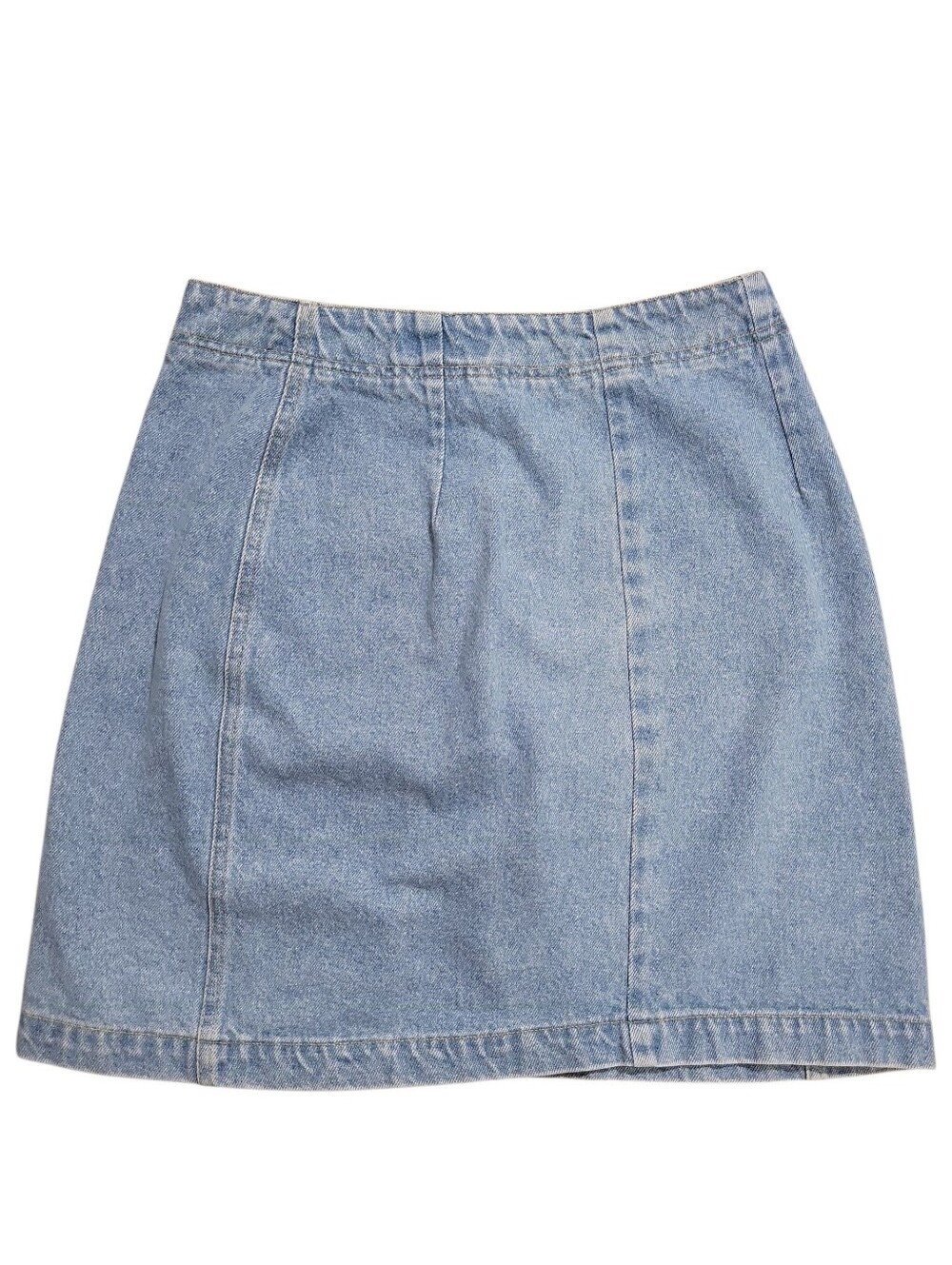 Cristina Vintage Wrap Front Denim Mini Skirt Side Button Closure Size 7/8 - Picture 3 of 10